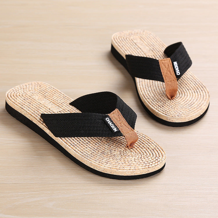 Beach's Clip-on Non-slip Personality Wood Grain Flip-flops