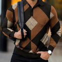 Men's Digital Printing Lapel Button Casual Top