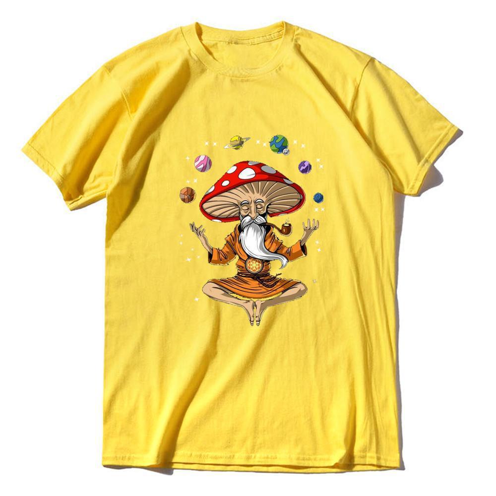 Men's And Women's Casual Meditation Magic Mushroom Print Short Sleeve