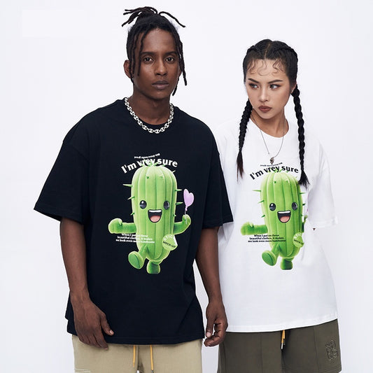 Men's Cartoon Cactus Printed T-shirt