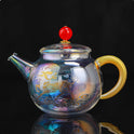 Glow Gold And Silver Fired Glass Teapot With Filter Thickening Heat Resistant Teapot