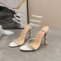 Summer Snake-shaped Rhinestone High Heel Shoes Winding Stiletto Heel