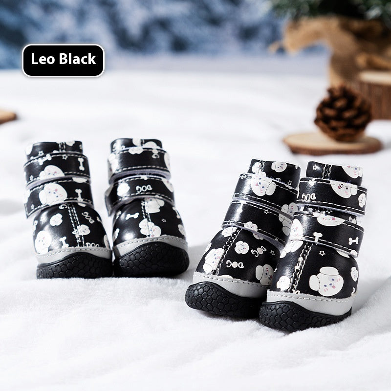 Fleece-lined Thick Non-slip Wear-resistant Lambswool Pet Cotton Shoes