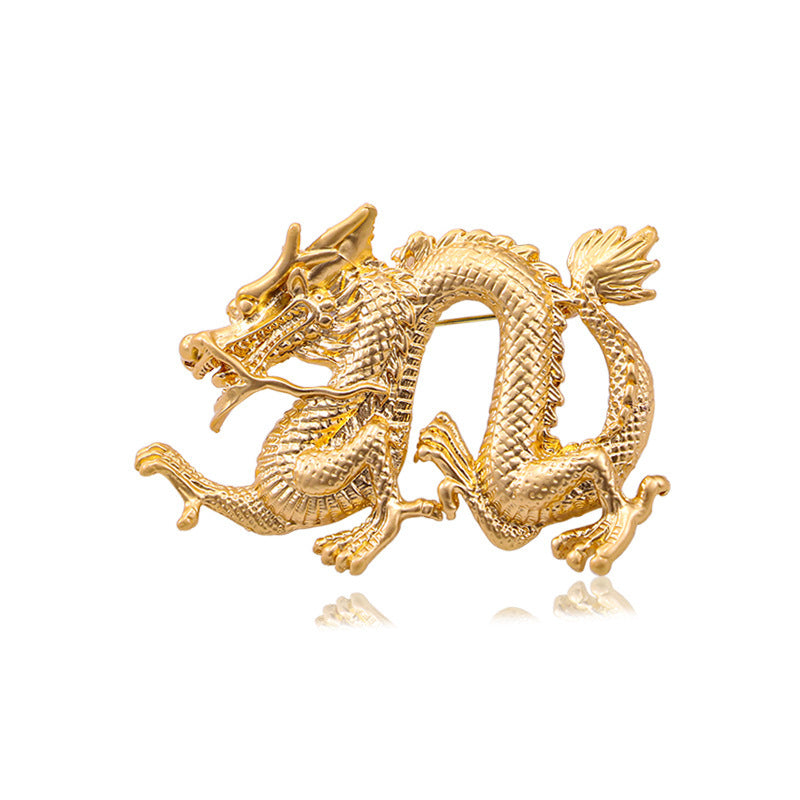 Retro Oil Dripping Cartoon Flying Dragon Shape Brooch For Men