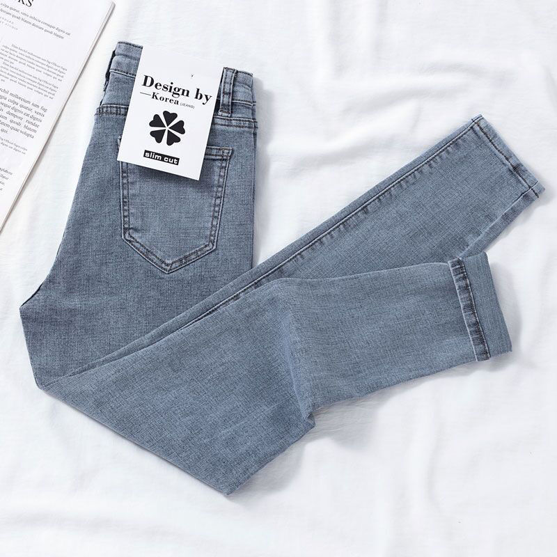 Jeans Female Slim Body Slim High Waist All-match Nine-point Pencil Feet