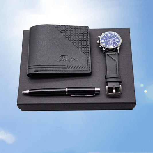 Creative Holiday Gift Wallet Pen Watch Set