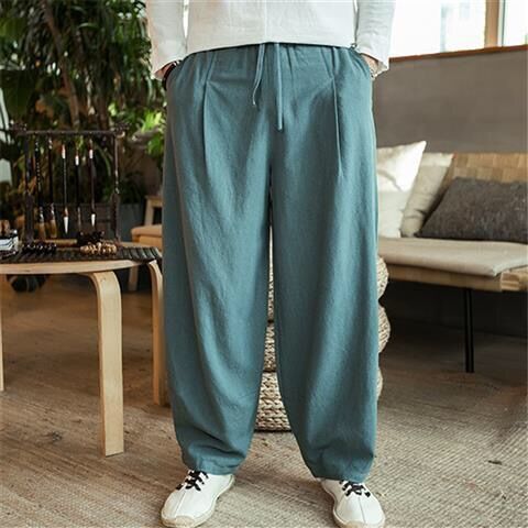 Chinese style large fat wide leg pants