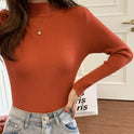 Women's Turtleneck Long-sleeved Shirt Pullover Wool Base Shirt