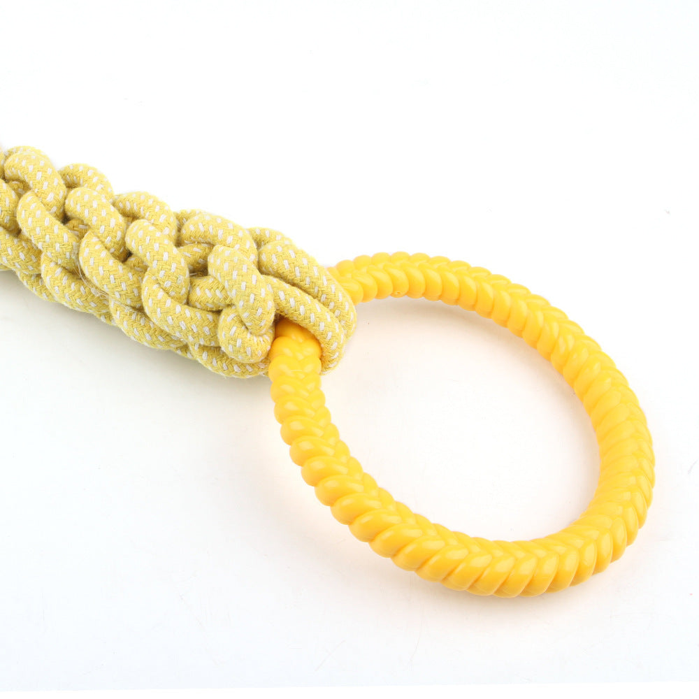 Natural Cotton Rope Dog Toys Tough And Interactive Dog Tug Toy With 2 Handle Dog Pull Rope Teeth Cleaning Puppy Chew Toy Supply