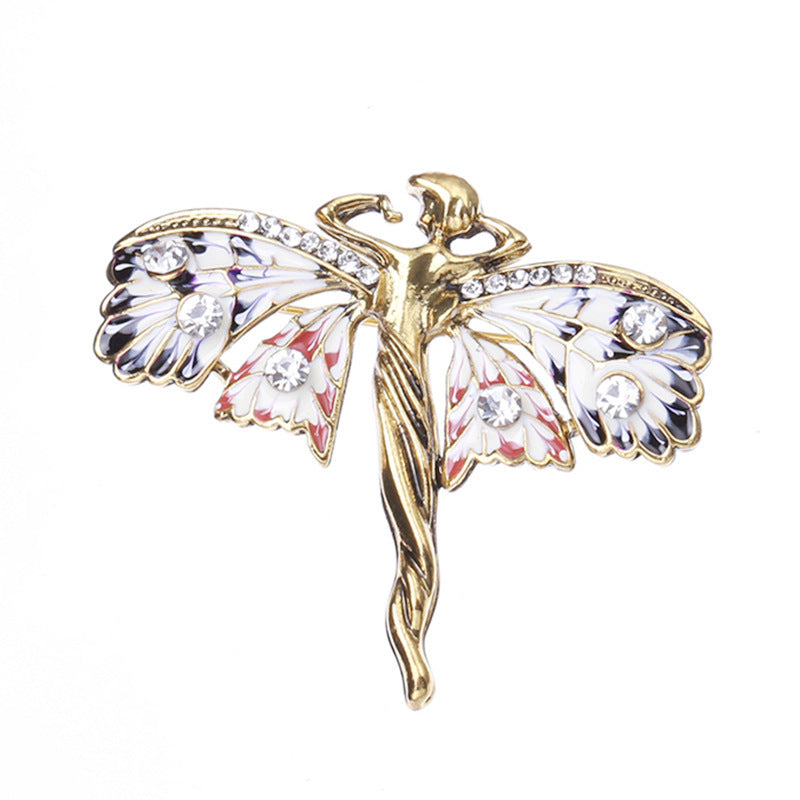 European And American Enamel Dripping Double Butterfly Brooch