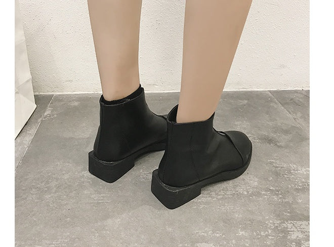 Martin boots female summer British style Korean version of the wild student guidi white front zip short boots