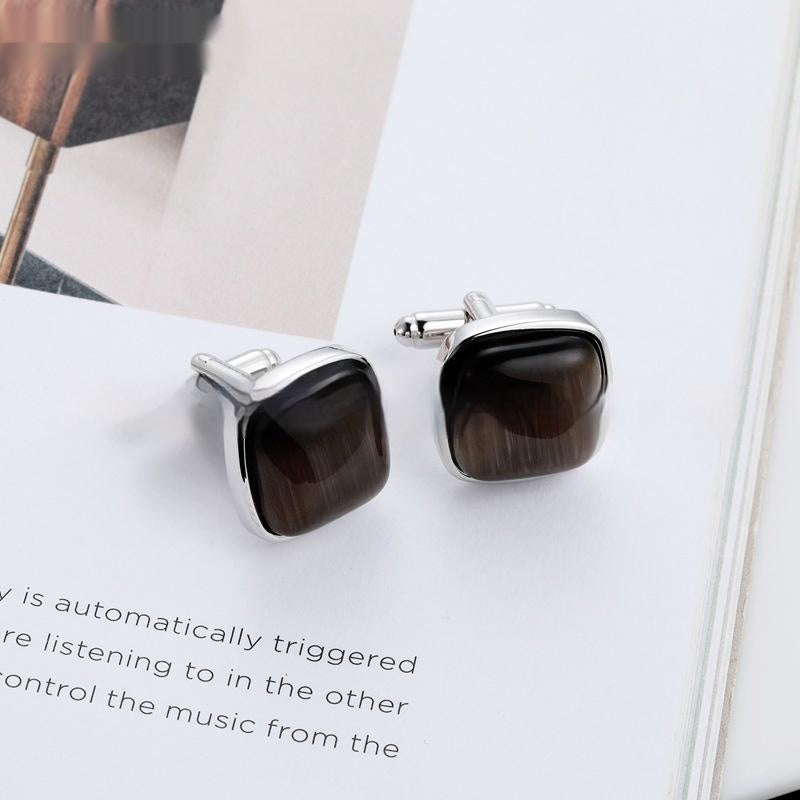 Men's High-end Opal Cufflinks Business Shirt French Cufflink Ornament