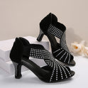 Spring And Summer New Rhinestone High-heeled Peep Toe Sandals