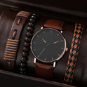 Men's Quartz Watch Versatile Beaded Woven Bracelet