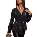 Women's Tops V-neck Long Sleeve Fashion