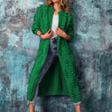 Spring And Autumn Clothing Drum Wave Solid Color Cardigan Long Sweater Coat