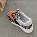 Leopard Print Color Matching Lace Up Casual Horse Hair Sneaker