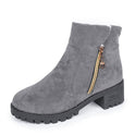 New round toe thick heel suede women's short boots