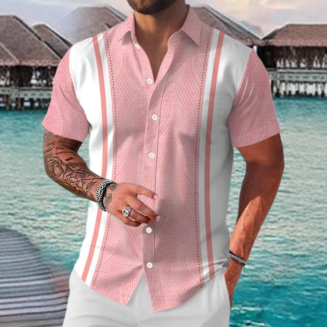 Casual All-matching Fashion Geometric Trend Short Sleeve Shirt