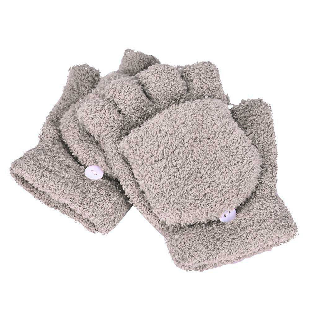 Coral Fleece Flip Half-finger Gloves, Writing And Internet Travel Warm Gloves