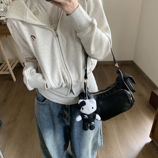 Gray Hooded Long Sleeve Sweater Coat For Women Spring And Autumn