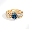 Hollow Pattern Colored Gems Blue Corundum Ring