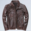 Lapel Motorcycle Leather Men's Casual Retro Leather Jacket Coat