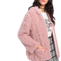 Women's Lamb Wool Hooded Plush Coat