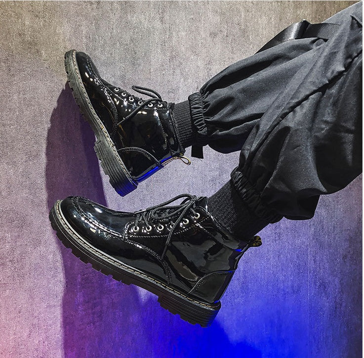 Winter Net Celebrity Same Paragraph Shiny Tooling High-top Shoes And Boots