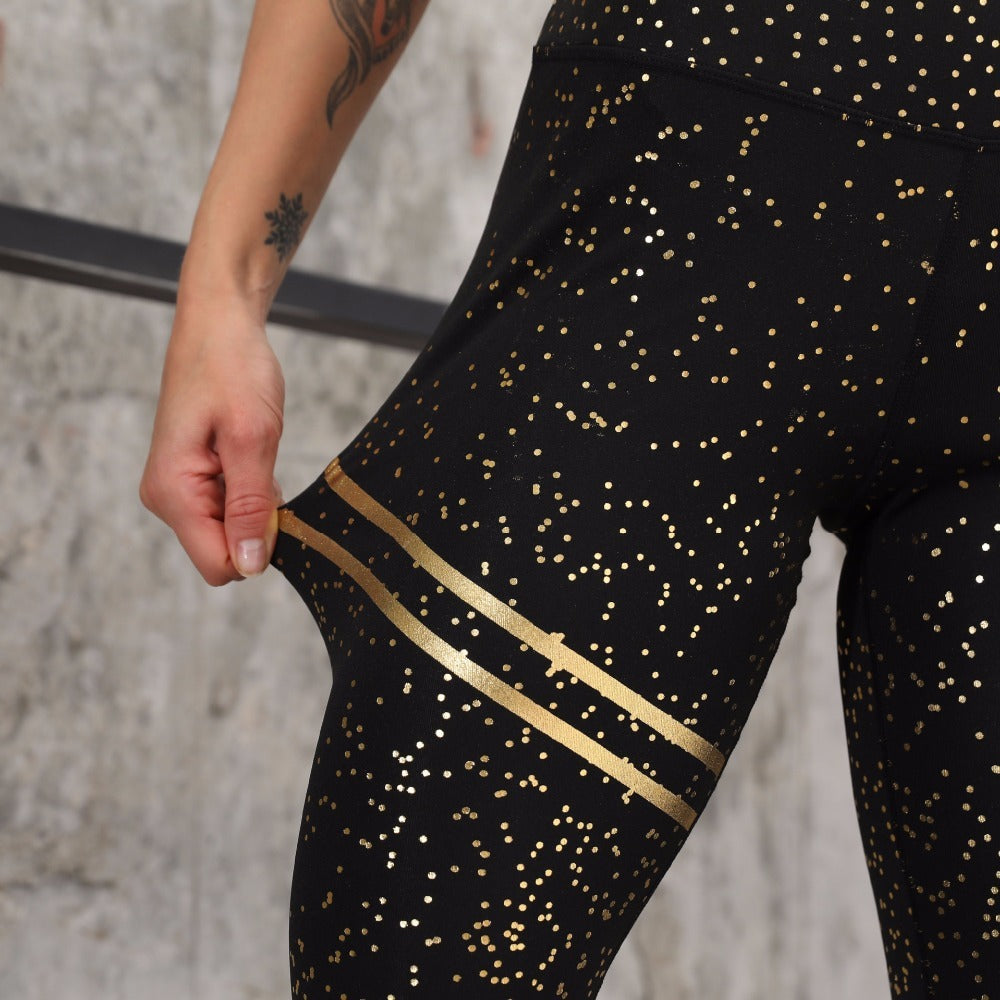 Sequined Printed Slim-fit Yoga Sports Pants For Women