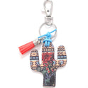 Wooden Cactus Keychain Leopard Flower