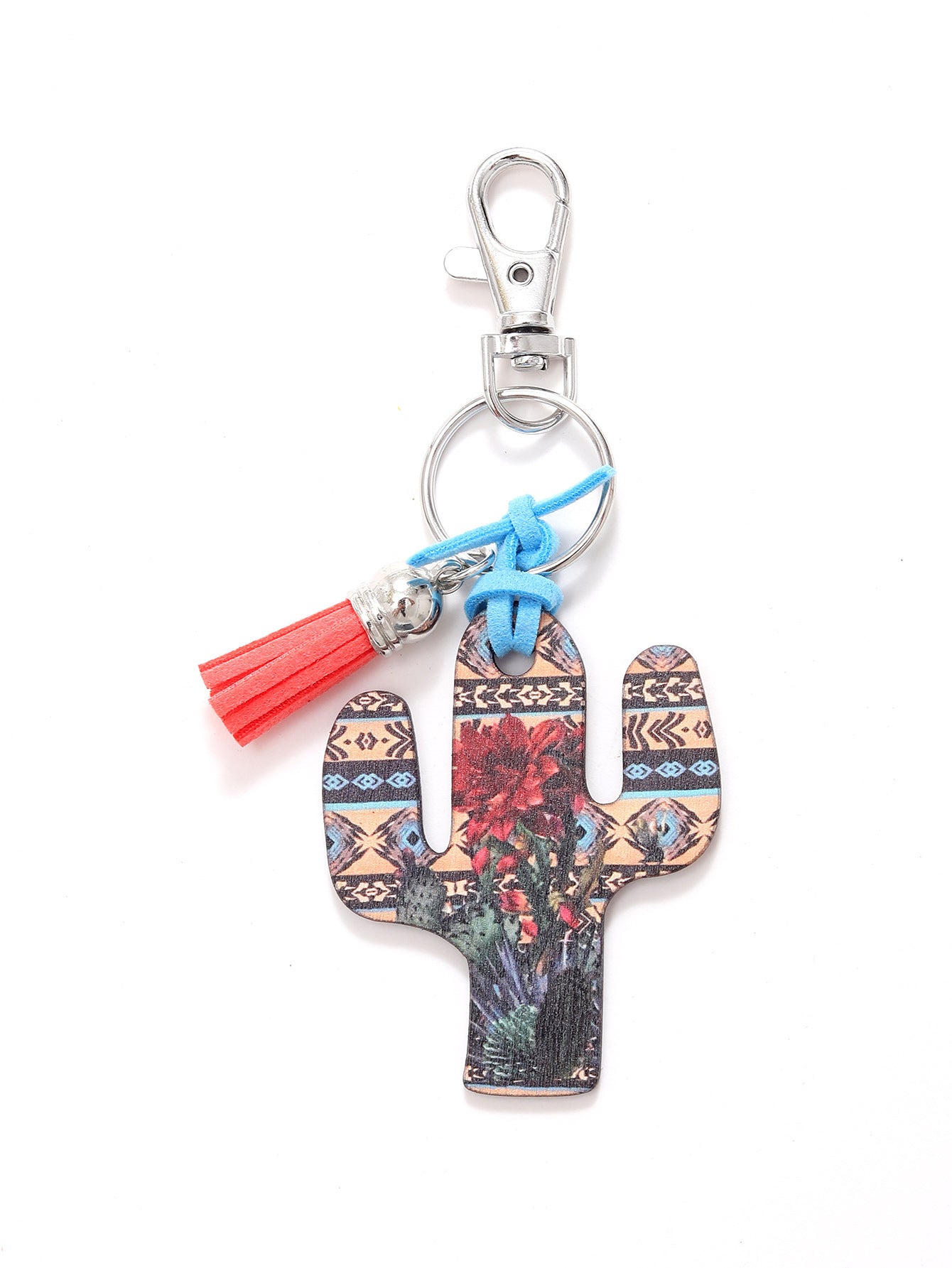 Wooden Cactus Keychain Leopard Flower