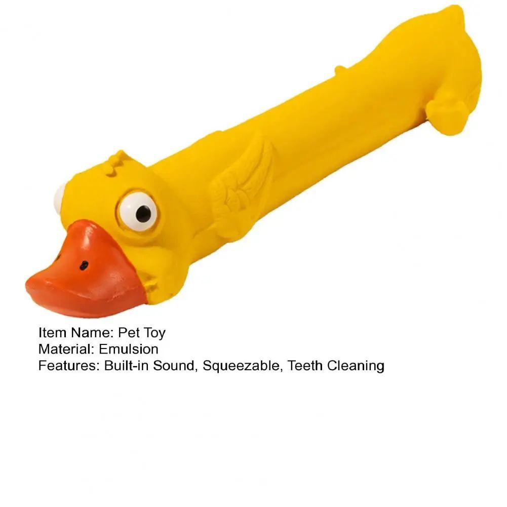 Teeth Grinding Latex Dog Toy Dental Health Durable Dog Toy Cute Yellow Duck Design Squeak Dog Toy For Teeth Boredom Relief