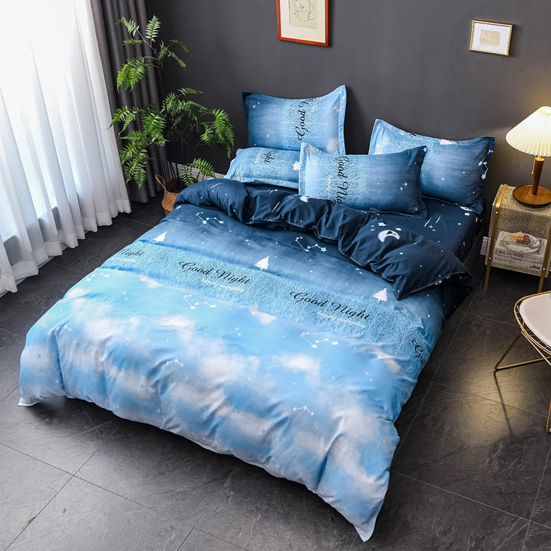 Four-piece Bed Set Blue Night Sky Bed Sheet Quilt Cover Single Double