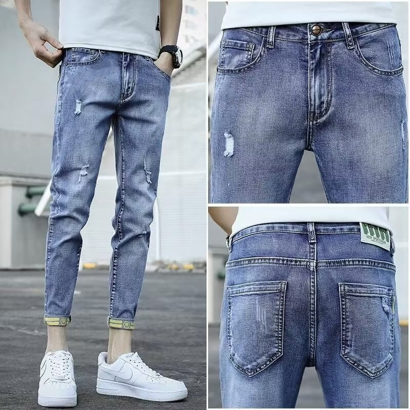 Stretch Ankle Length Casual Pants Men