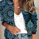 New Loose Stand Collar Cardigan Print Coat Women's Clothing