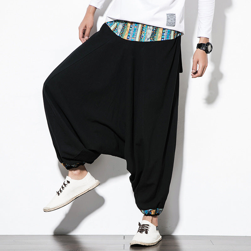 Men's Trousers Ethnic Style Retro Nepalese Suspender Pants Men's Wide