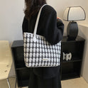 Popular One Shoulder New Simple Plaid Tote