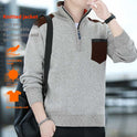 Men's Half Turtleneck Zipper Thick Needle Sweater Fashion