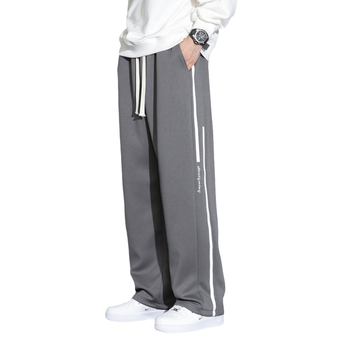 Sweatpants Men's Straight Casual Trousers Loose Wide Leg Sports Pants