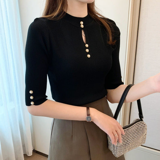 Thin Half-sleeve Knitted Jacket For Niche Wear