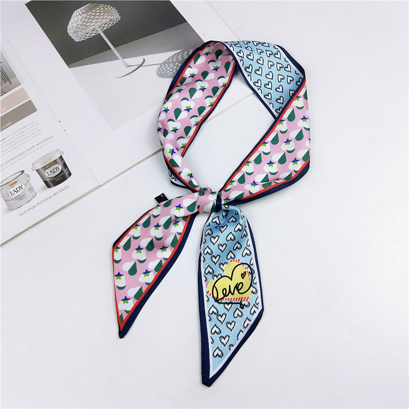 Silk Scarf Thin Narrow Strip All-matching