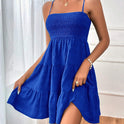 Strap Solid Color Texture Dress