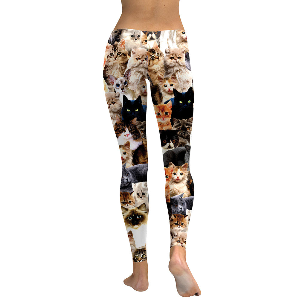 Kitten Digital Print Leggings Slimming Women's Trousers