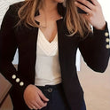 Solid Color Cuff Small Suit Long Sleeve Jacket Suit