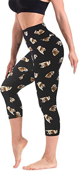 Slimming Cropped Pants High Waist Print Leggings