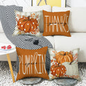 Pumpkin Maple Leaf Hand-painted Text Cushion Pillow Cover