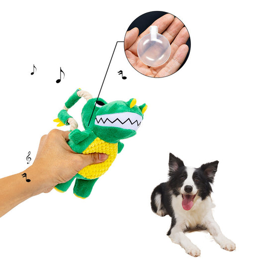 Dog Plush Sounding Chew Toy Durable Plush Toy Chew Dog Toys With Squeaker Soft Interactive Dinosaur Shape Pet Plush Toys For