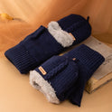 Men's Flip Knitting Wool Gloves Students Warm-keeping