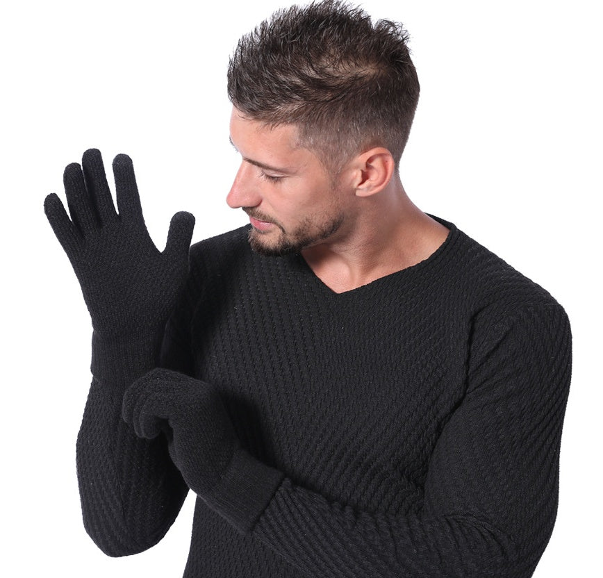 Outdoor Men's Split Finger Knitted Woolen Warm Gloves